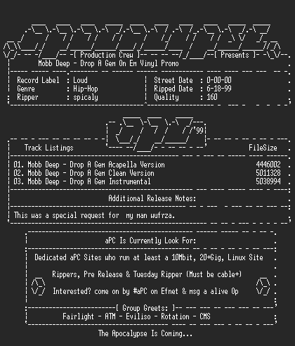 NFO file for Mobb_deep-drop_a_gem_on_em_promo_vinyl-1996-apc