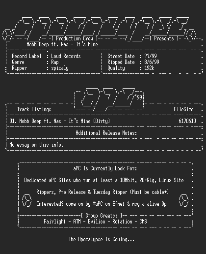 NFO file for Mobb_deep_ft._nas-its_mine_single-1999-apc