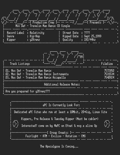 NFO file for Mos_def-travelin_man_remix_cd_single-1999-apc