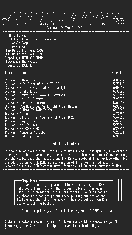 NFO file for Nas-I_Am-RETAIL_VERSION-1999-aPC