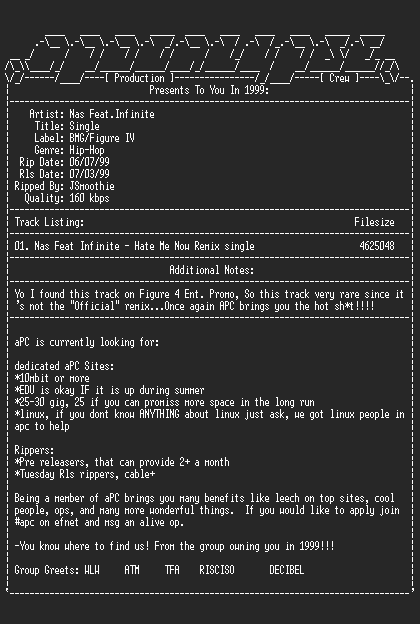 NFO file for Nas-hate_me_now_remix_single-1999-apc