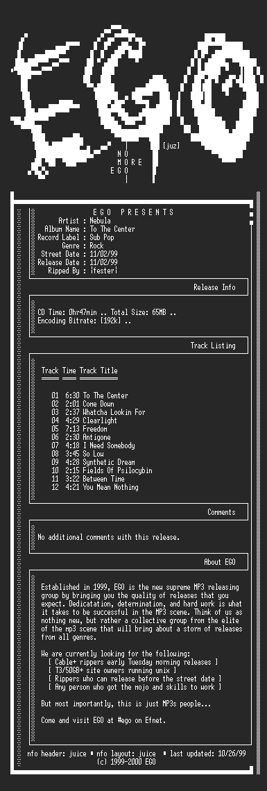 NFO file for Nebula-To_The_Center-1999-EGO