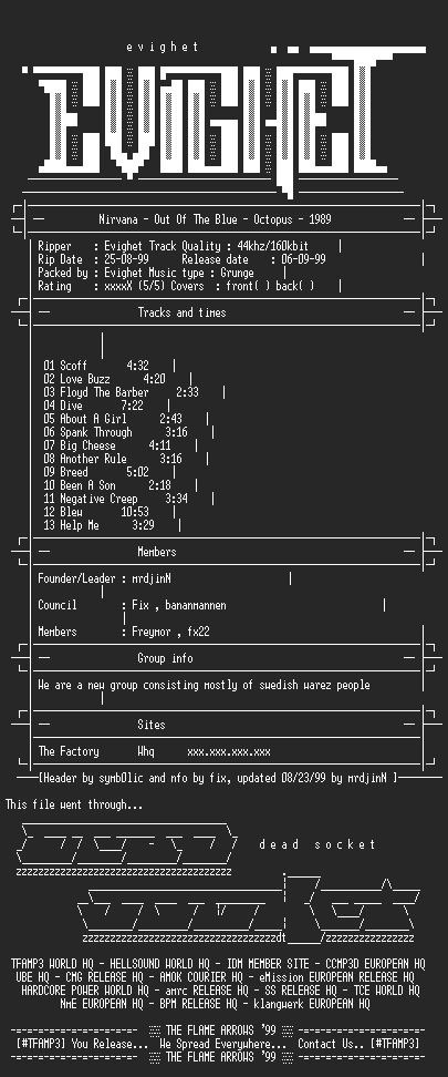 NFO file for Nirvana-Out_of_the_Blue-1989-EViGHET