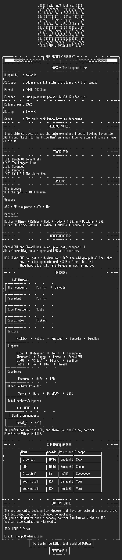 NFO file for NOFX-The_Longest_Line-1992-SWE