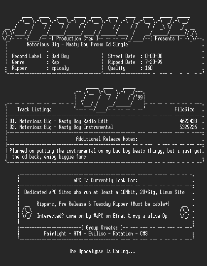 NFO file for Notorious_Big-Nasty_Boy_Promo_CD_Single-1998-aPC