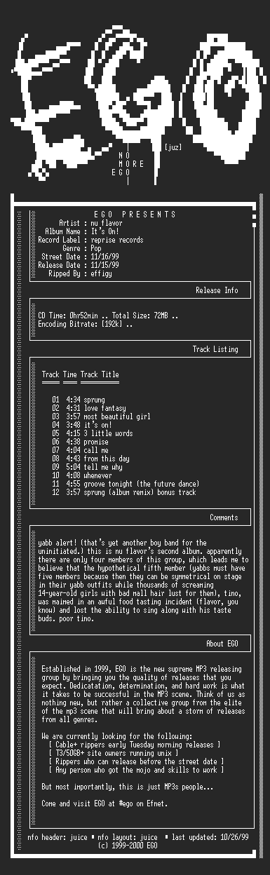 NFO file for Nu_Flavor-Its_On-1999-EGO