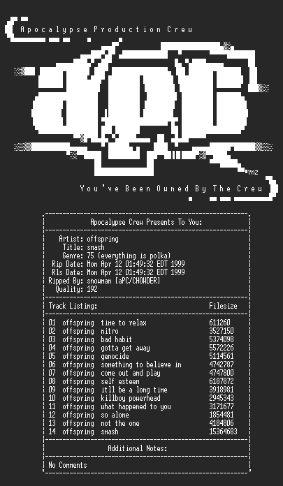 NFO file for Offspring-Smash-1994-aPC