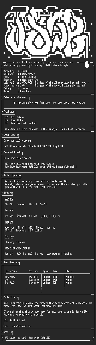 NFO file for Offspring_-_Self_Esteem-Single-(1994)-uSWE
