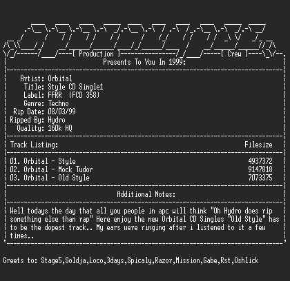 NFO file for Orbital-Style-CD_Single1-1999-aPC