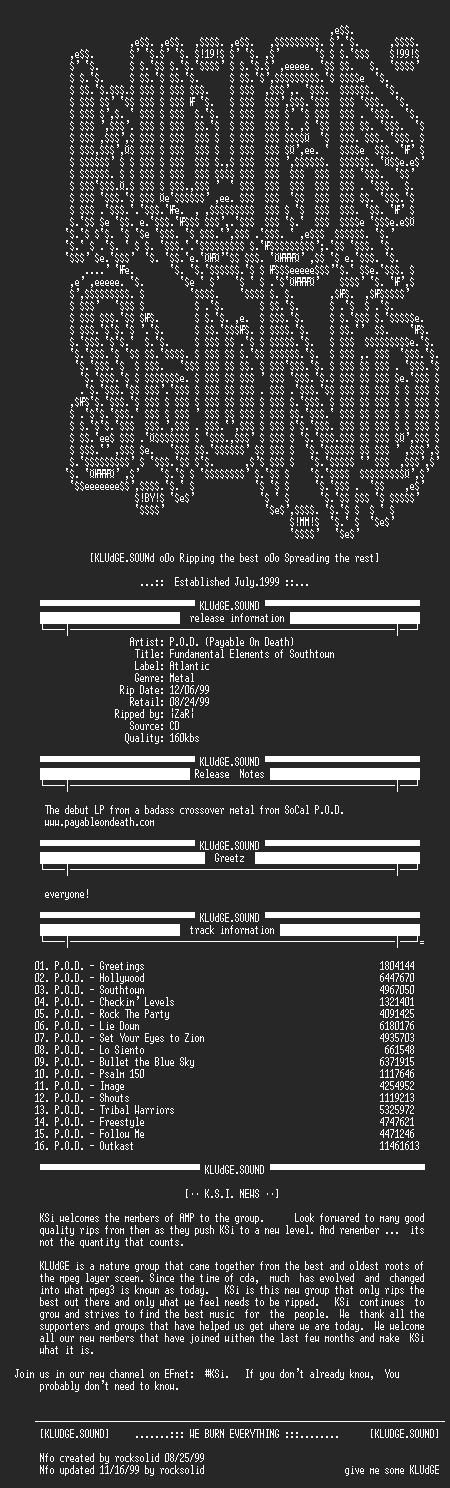 NFO file for P.O.D.-Fundamental_Elements_Of_Southtown-1999-KSi