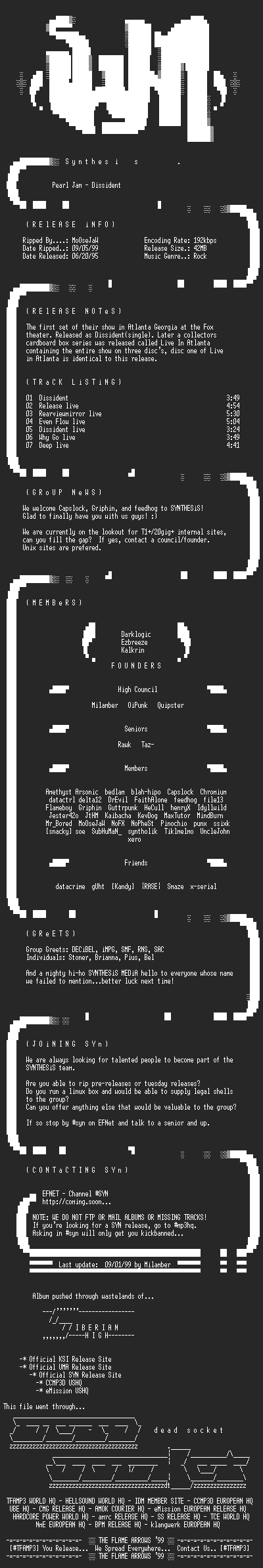 NFO file for Pearl_Jam-Dissident-1995-SYN