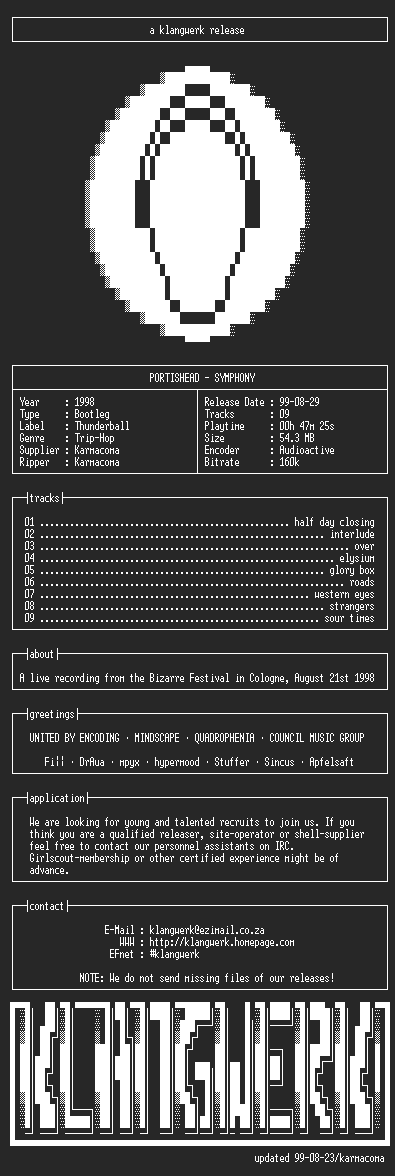 NFO file for Portishead--symphony-1998-kW