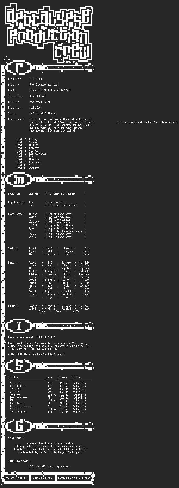 NFO file for Portishead-pnyc-apc-reali_doe