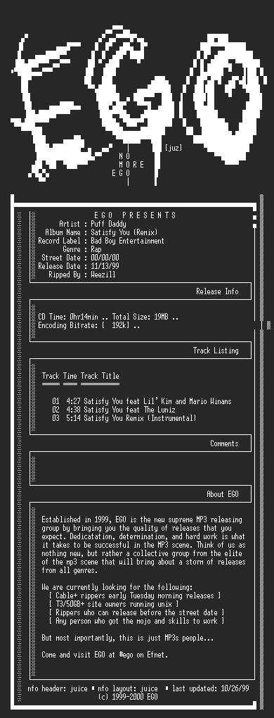 NFO file for Puff_Daddy-Satisfy_You_(Remix)-1999-EGO