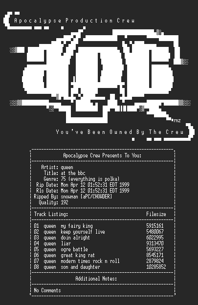 NFO file for Queen-At_The_BBC-1989-aPC