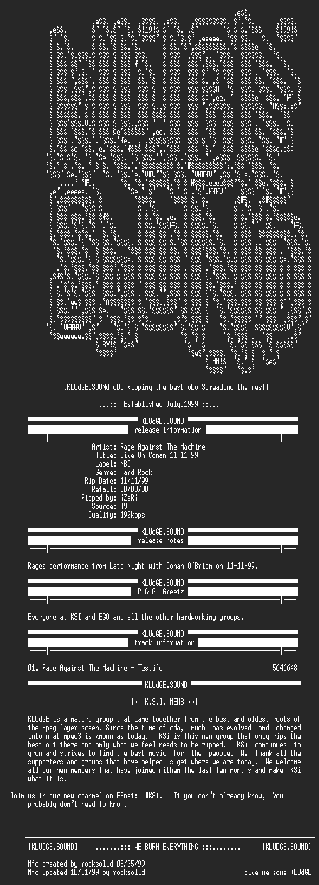 NFO file for Rage_Against_The_Machine-Live_On_Conan_11-11-99-1999-KSi