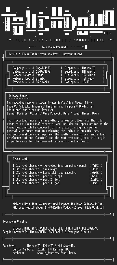 NFO file for Ravi_Shankar_-_Improvisations-(1962)-TD