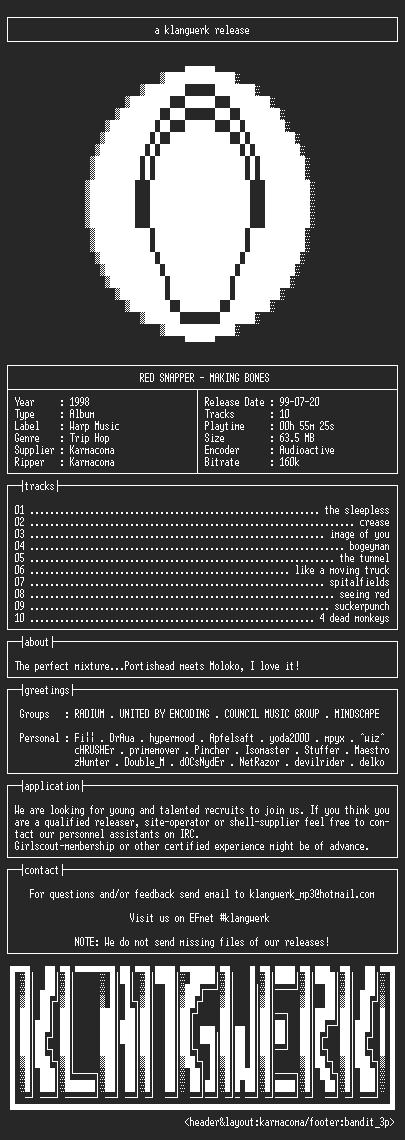 NFO file for Red.snapper--making.bones-1998-kW