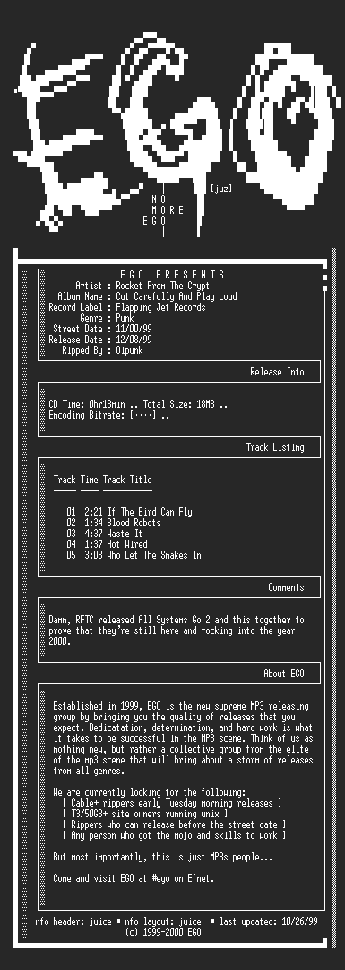 NFO file for Rocket_From_the_Crypt-Cut_Carefully_and_Play_Loud-1999-EGO