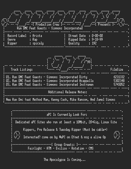 NFO file for Run_Dmc_Feat_Guests-Simmons_Incorporated-1999-aPC