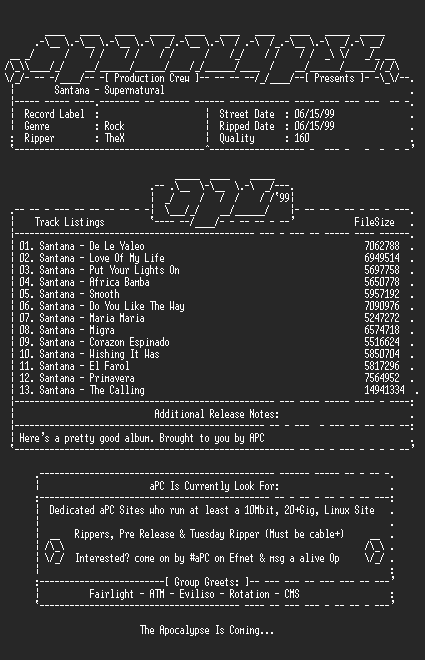 NFO file for Santana-Supernatural-1999-aPC