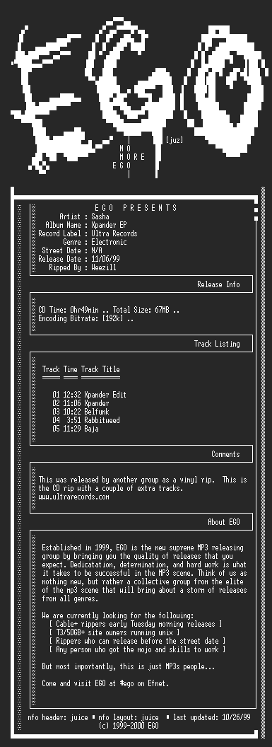 NFO file for Sasha-Xpander_EP-1999-EGO