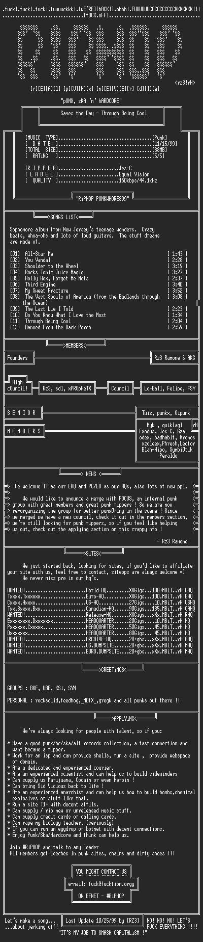 NFO file for Saves_the_Day-Through_Being_Cool-1999-rH