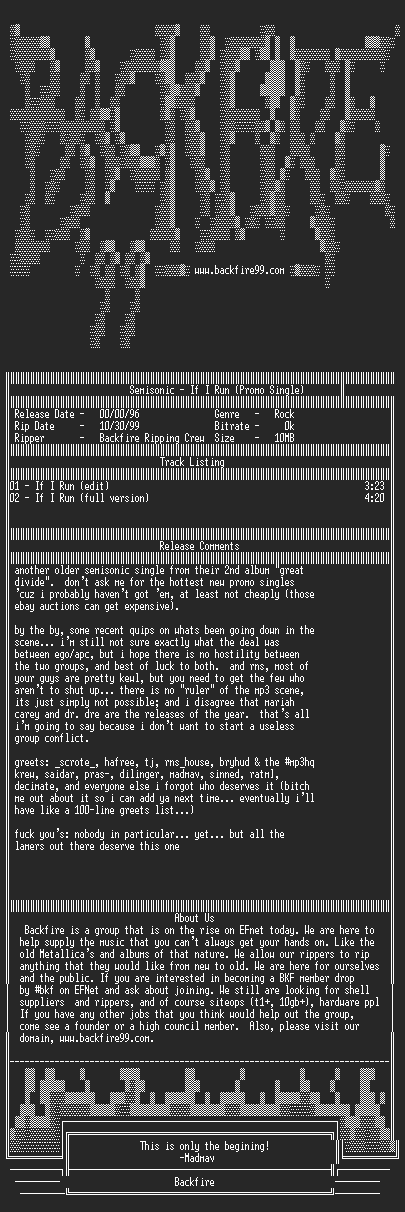 NFO file for Semisonic-If_I_Run_(Promo_Single)-1996-BKF