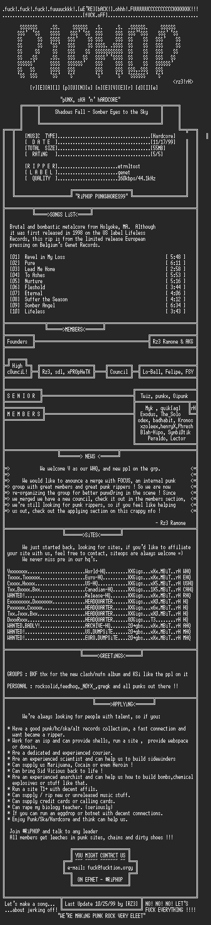 NFO file for Shadows_Fall-Somber_Eyes_To_The_Sky-1998-rH