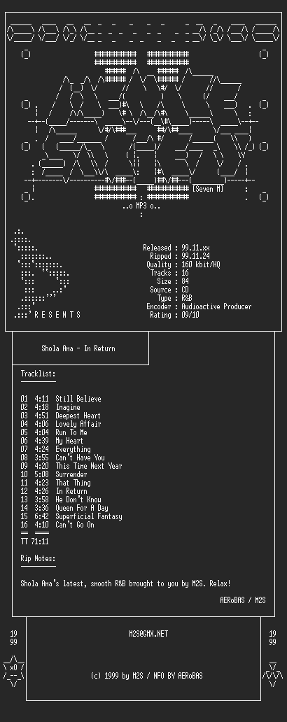 NFO file for Shola_Ama-In_Return-1999-M2S