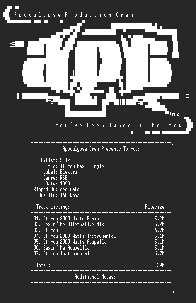 NFO file for Silk-If_You_Maxi_Single-1999-decimate-aPC