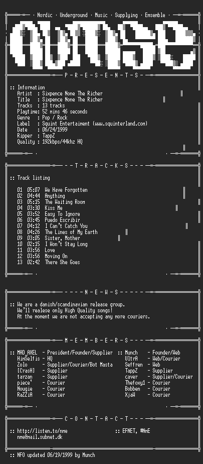 NFO file for Sixpence_None_The_Richer_-_Sixpence_None_The_Richer-(1999)-NmE