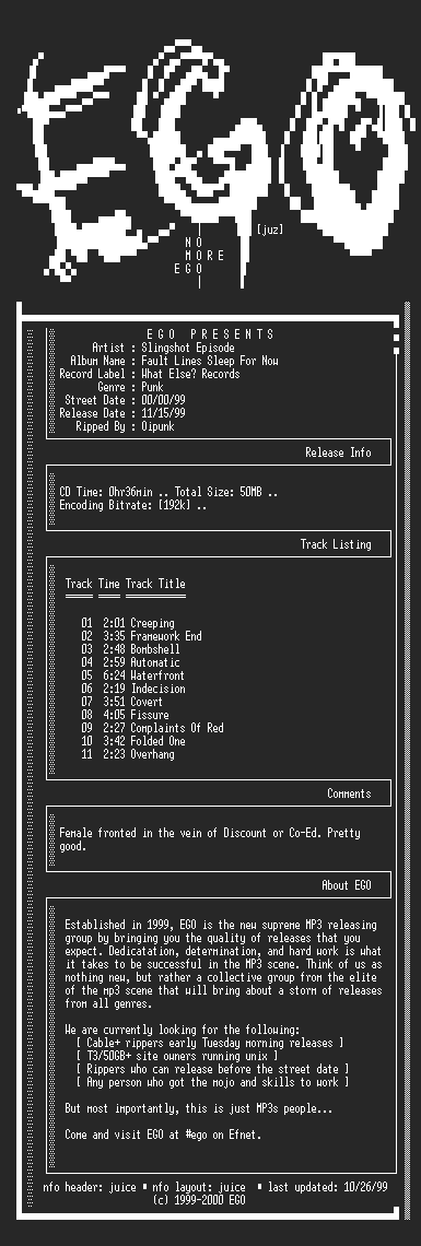 NFO file for Slingshot_Episode-Fault_Lines_Sleep_For_Now-1999-EGO