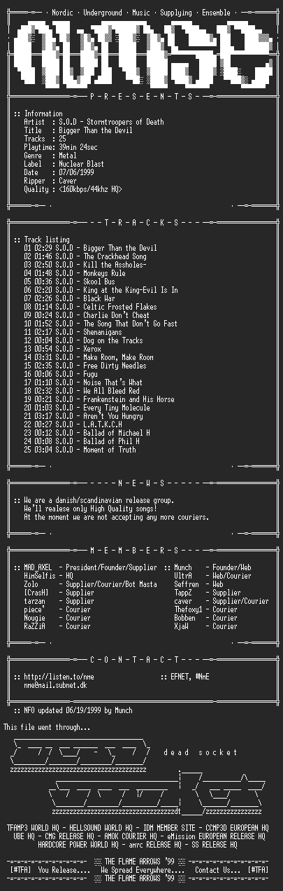 NFO file for SOD_-_Bigger_Than_The_Devil-(1999)-NmE