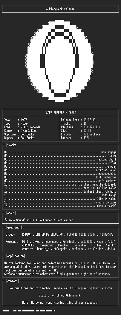 NFO file for Sofa.surfers--transit-1997-kW