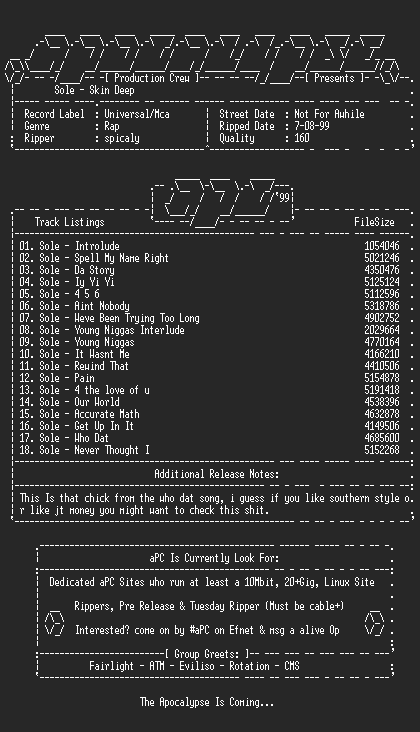 NFO file for Sole-skin_deep-1999-apc