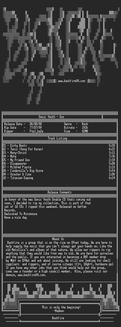 NFO file for Sonic_Youth-Goo-1990-BKF