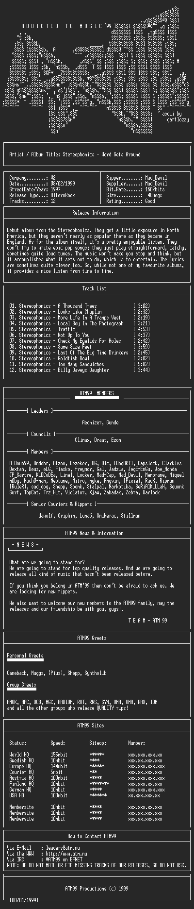 NFO file for Stereophonics_-_Word_Gets_Around_-_(1997)-ATM99