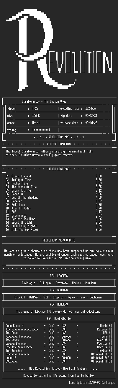 NFO file for Stratovarius-The_Chosen_Ones-1999-REV