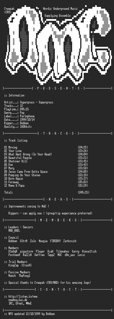 NFO file for Supergrass-Supergrass-(1999)-NmE