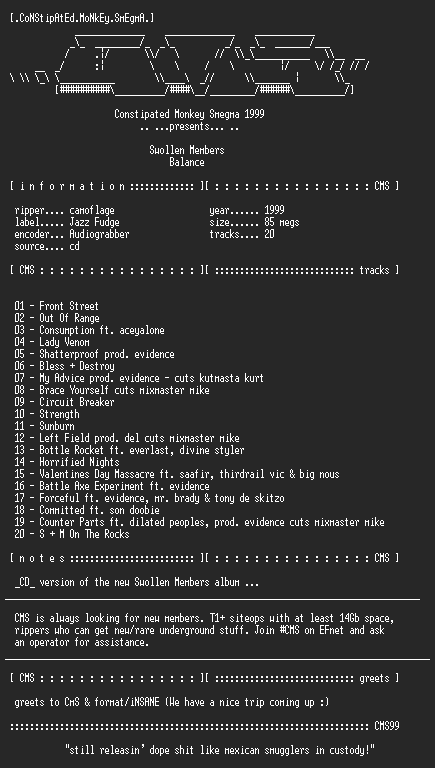 NFO file for Swollen_Members-Balance-1999-CMS