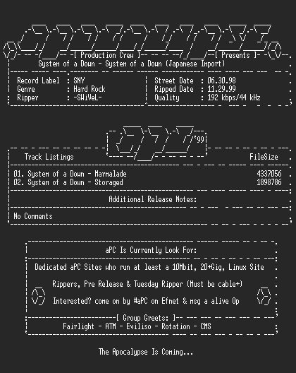 NFO file for System_Of_A_Down-System_Of_A_Down_(Japanese_Import)-1998-aPC