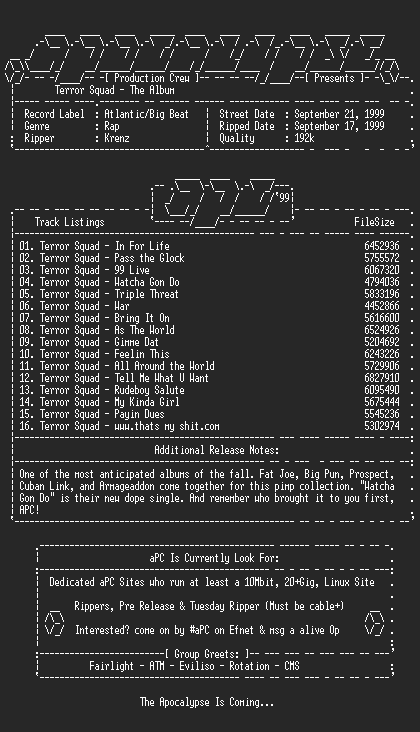 NFO file for Terror_Squad-The_Album-1999-aPC