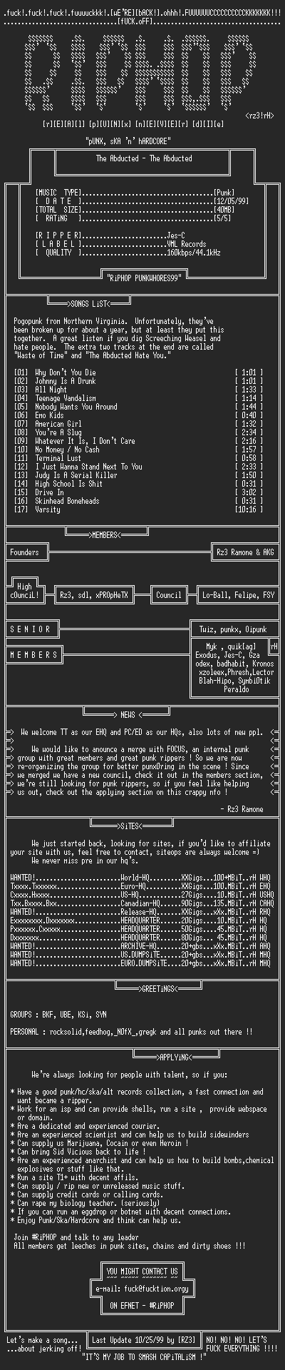 NFO file for The_Abducted-The_Abducted-1997-rH