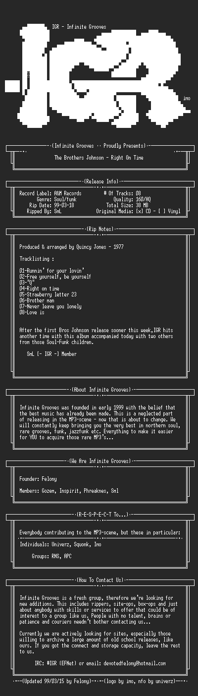 NFO file for The_Brothers_Johnson-Right_On_Time-IGR