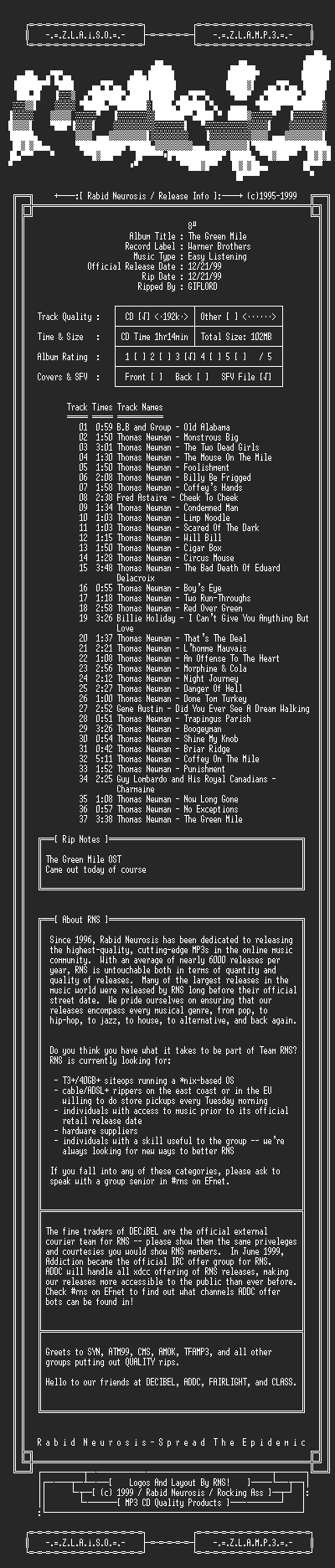 NFO file for VA-The_Green_Mile-1999-RNS