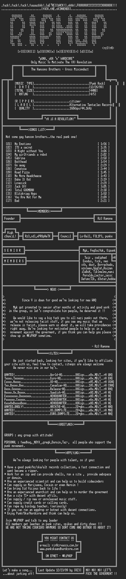 NFO file for The_Hansons_Brothers-Gross_Misconduct-1992-rH