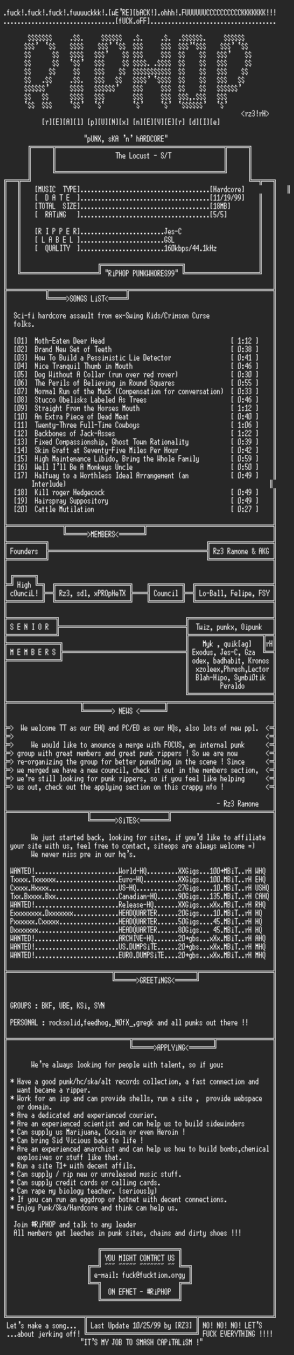 NFO file for The_Locust-The_Locust-1999-rH