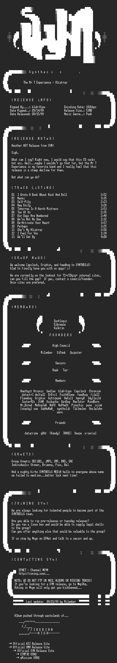 NFO file for The_Mr_T_Experience-Alcatraz-1999-SYN