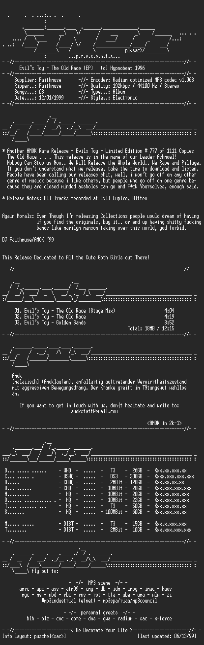 NFO file for Evils_Toy-The_Old_Race-1996-AMOK